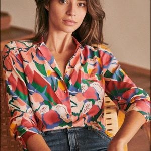 Sézane Florence Shirt Printed Flowers Naïves